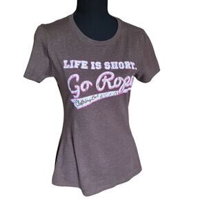 Western Ladies L GO Rope Brown Short Sleeve T-shirt